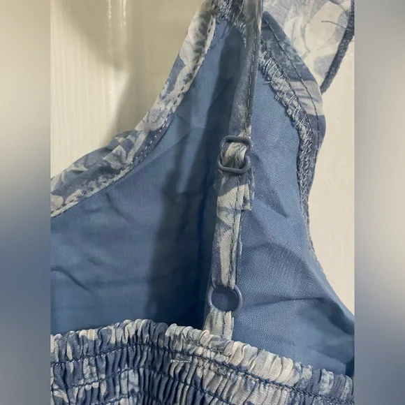 NWT.. AND NOW THIS WOMENS BLUE FLORAL RUFFLE STRAP MINI DRESS - Picture 11 of 13
